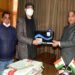 E-Tech Services presents touch free hand sanitizer machines to CM