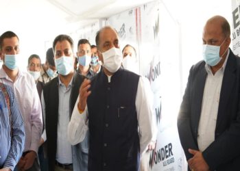 Chief Minister Shri Jai Ram Thakur inspecting and reviewing the ongoing construction work