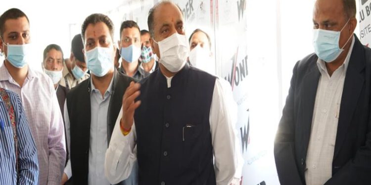 Chief Minister Shri Jai Ram Thakur inspecting and reviewing the ongoing construction work