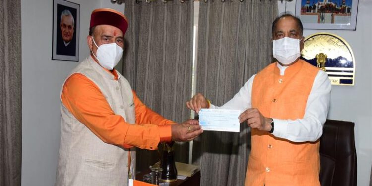 Chairman HIMFED contributes towards CM Covid-19 fund
