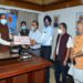 Chief Minister Jai Ram Thakur being presented a cheque of Rs. Eleven Lac by MLA Nadaun Sukhvinder Singh Sukhu towards CM relief fund at Shimla today.
