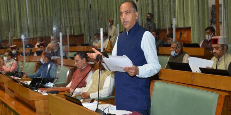 Chief Minister Jai Ram Thakur addressing the House during the Monsoon Session of State Vidhan Sabha at Shimla