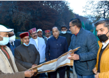 Hon’ble CM inspecting the ongoing construction of Circuit House Manali in Kullu district