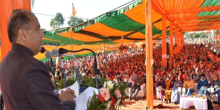 CM dedicates and lays foundation stone of developmental projects of Rs. 144 crore in Jaisinghpur Vi