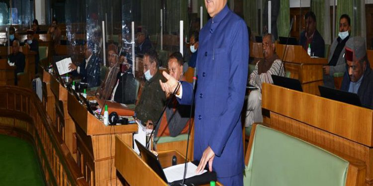 Chief Minister Jai Ram Thakur addressing the first day of the winter session of State Vidhan Sabha at Dharamshala, Kangra on 10/12/2021