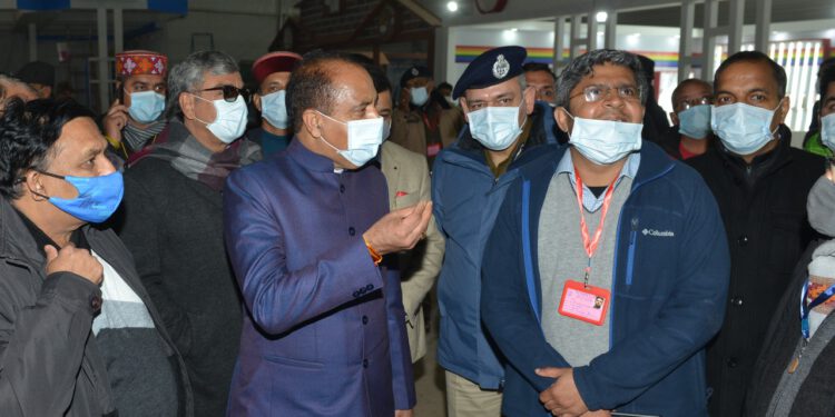 Hon’ble CM inspecting arrangements for PM’s rally at Paddal Maidan