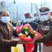 Chief Minister Jai Ram Thakur being welcomed on the occasion of state level Statehood Day function at Solan today.