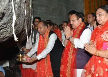 J P Nadda and Jai Ram Thakur visit Chamunda Mata Temple