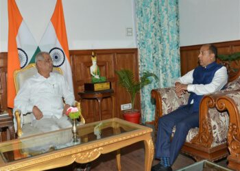 Chief Minister Jai Ram Thakur calls on Governor Rajendra Vishwanath Arlekar at Raj Bhawan Shimla today.
