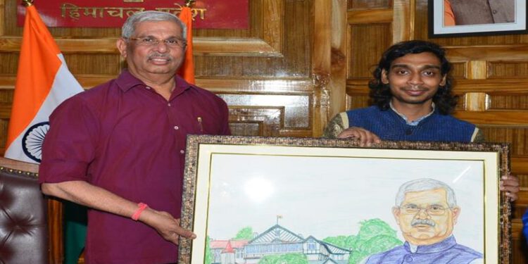 Young innovative artist Apoorv presents portrait paintings to Governor