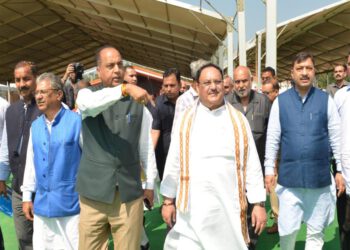 BJP President JP Nadda and Chief Minister Jai Ram Thakur inspects Luhnu Ground