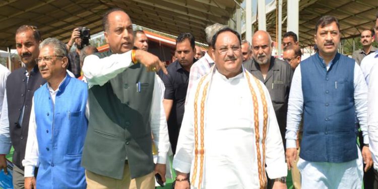 BJP President JP Nadda and Chief Minister Jai Ram Thakur inspects Luhnu Ground
