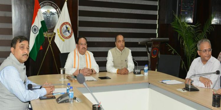 Jagat Prakash Nadda and Jai Ram Thakur visits AIIMS at Kothipura