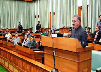 CM Thakur Sukhvinder Singh Sukhu reading out his first Budget in Vidhan Sabha today.