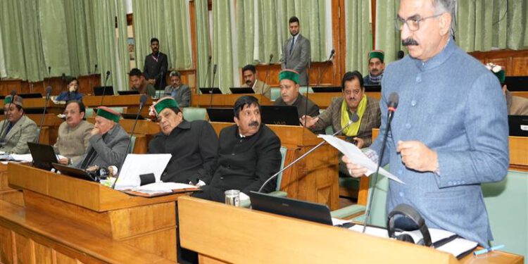 Chief Minister Thakur Sukhvinder Singh Sukhu during the Budget Session of HP Vidhan Sabha today.