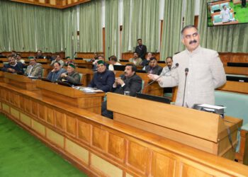 Chief Minister, Thakur Sukhvinder Singh Sukhu during the Budget Session of HP Vidhan Sabha today.